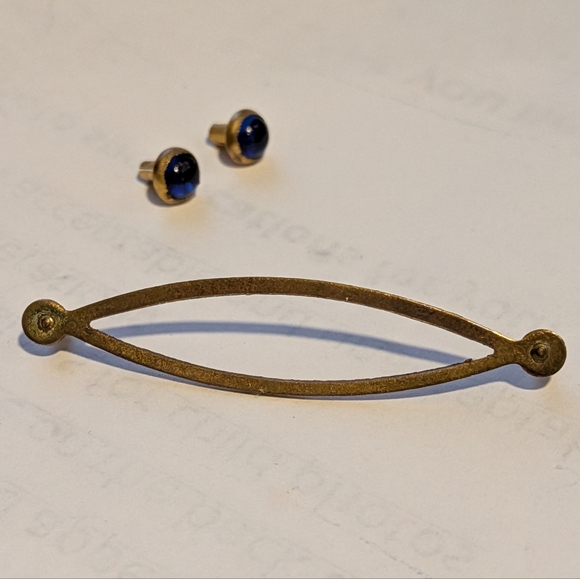 Vintage Golden and Blue Women's Brooch - Picture 3 of 5